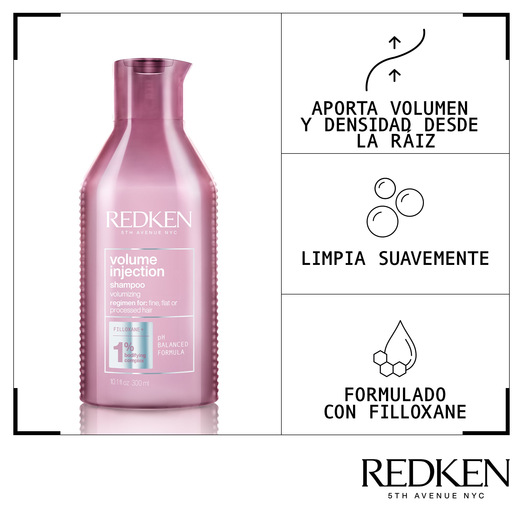 Redken Volume Injection Shampoo – Champú Voluminizador para Cabello Fino y sin Volumen