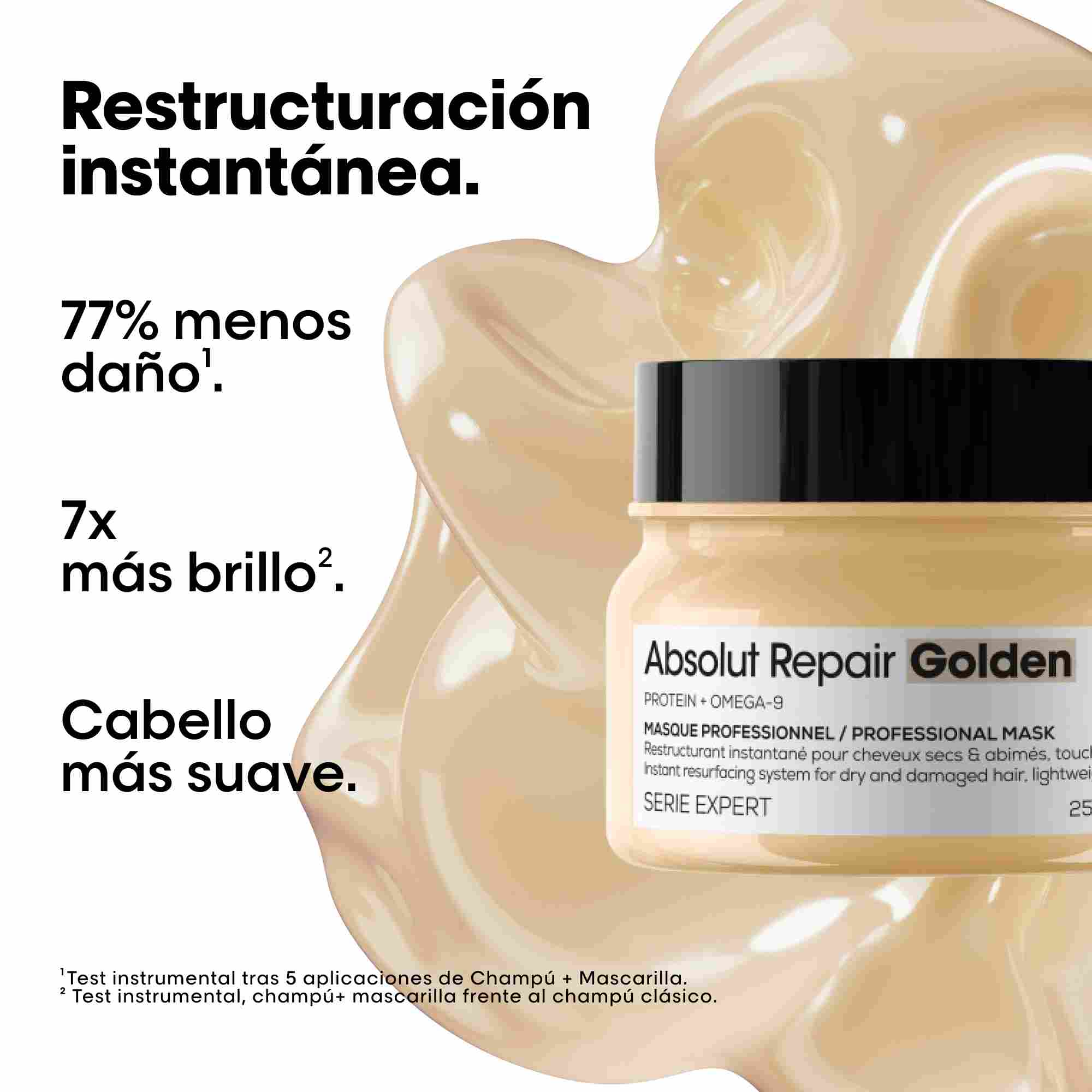 L'Oréal Professionnel Absolut Repair Golden Mask – Mascarilla Reparadora Ligera para Cabello Seco y Dañado