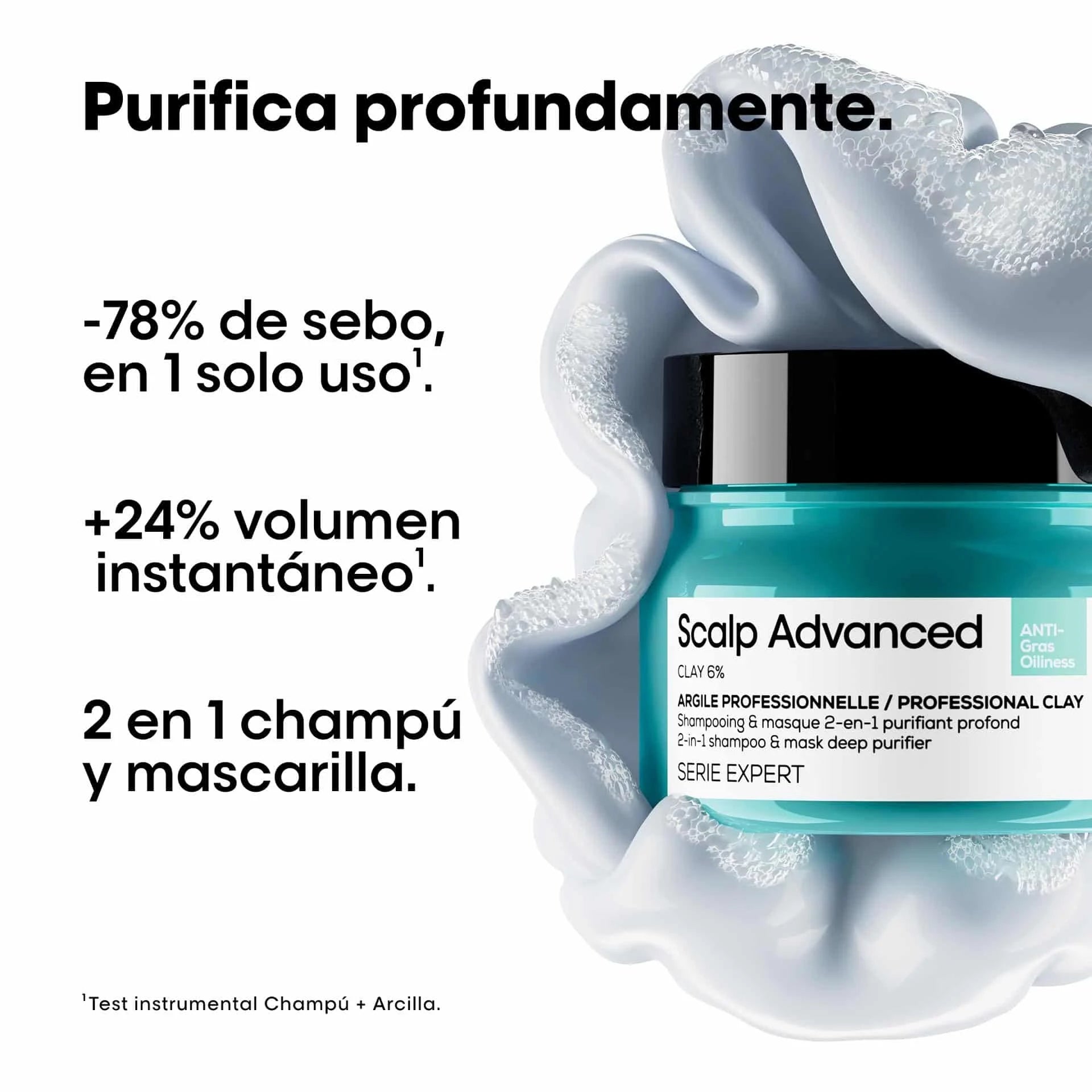 L'Oréal Professionnel Scalp Advanced Anti-Oiliness – Arcilla Purificante 2 en 1 para Cuero Cabelludo Graso