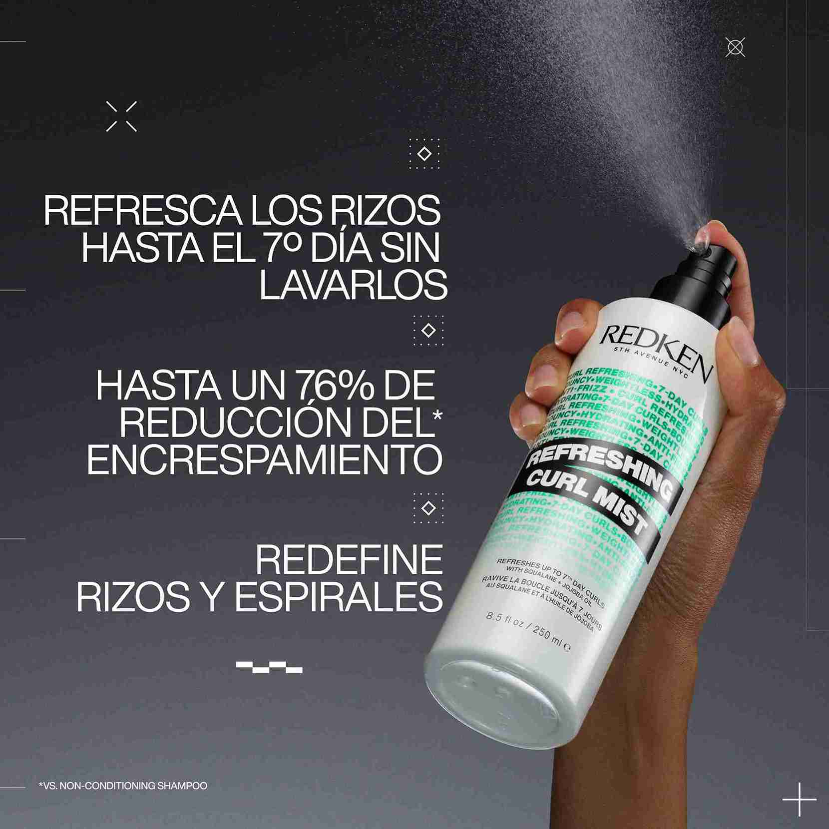 Redken Refreshing Curl Mist – Spray Revitalizador e Hidratante para Rizos con Escualano y Aceite de Jojoba