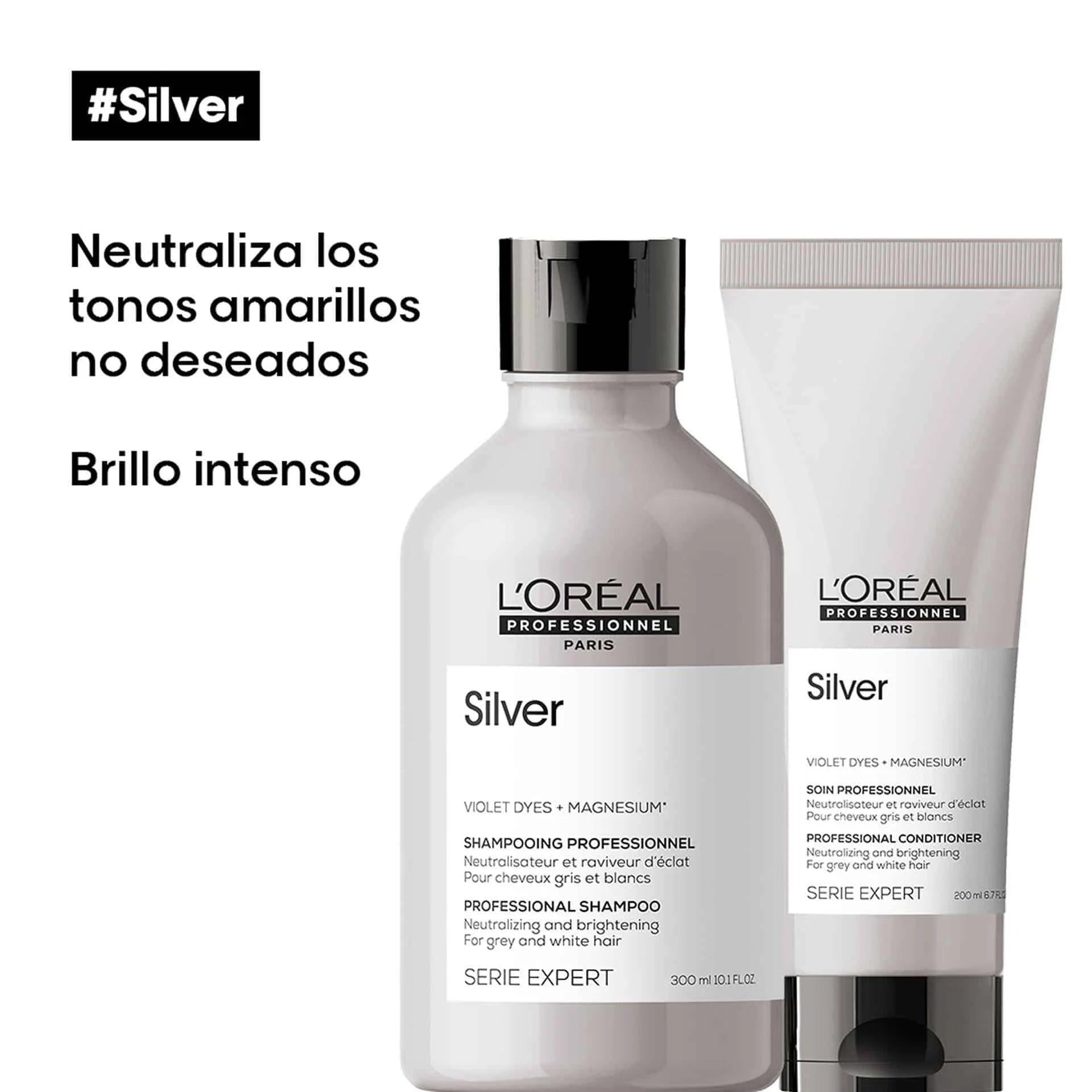 L'Oréal Professionnel Serie Expert Silver – Acondicionador Matizador para Cabello Gris y Blanco
