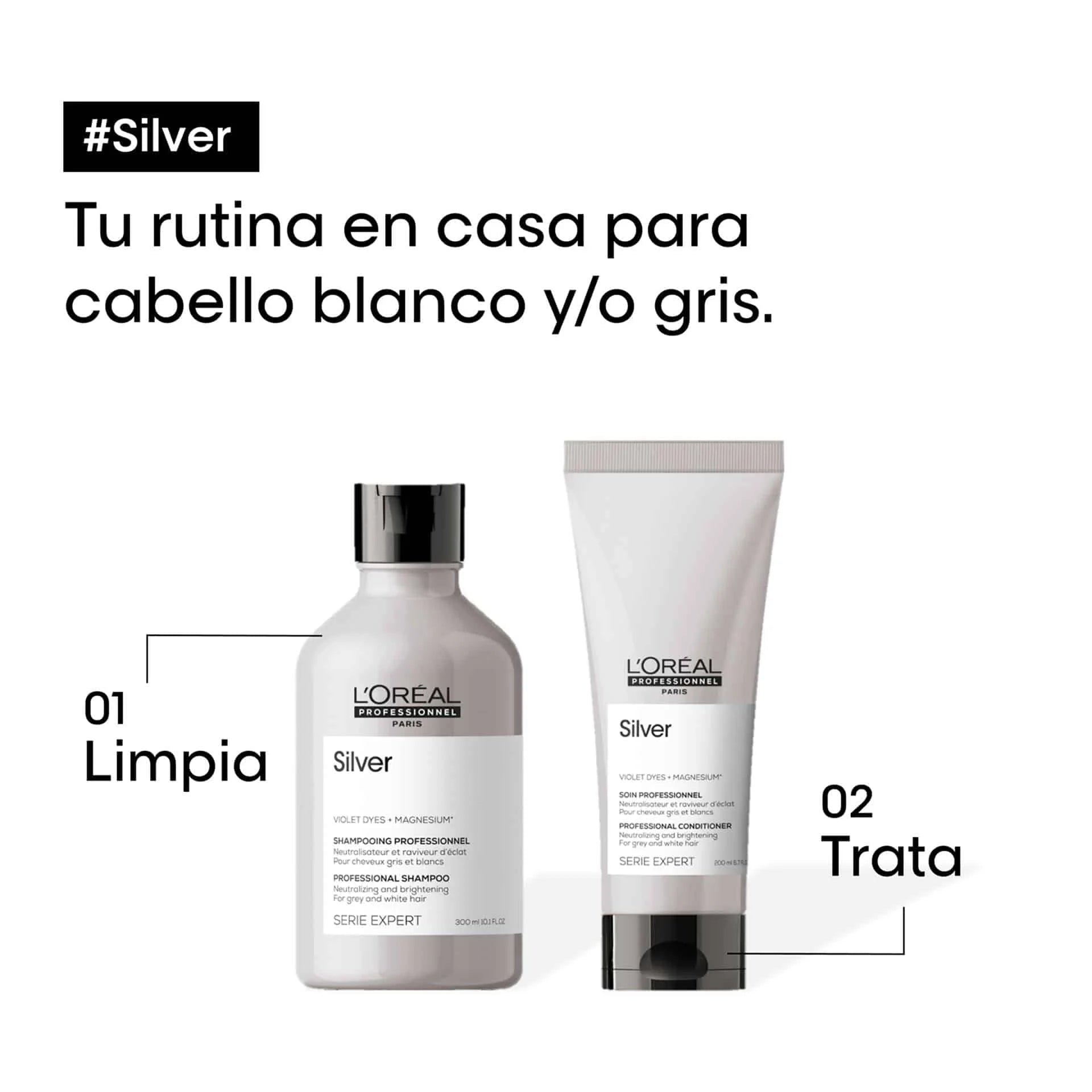 L'Oréal Professionnel Serie Expert Silver – Acondicionador Matizador para Cabello Gris y Blanco
