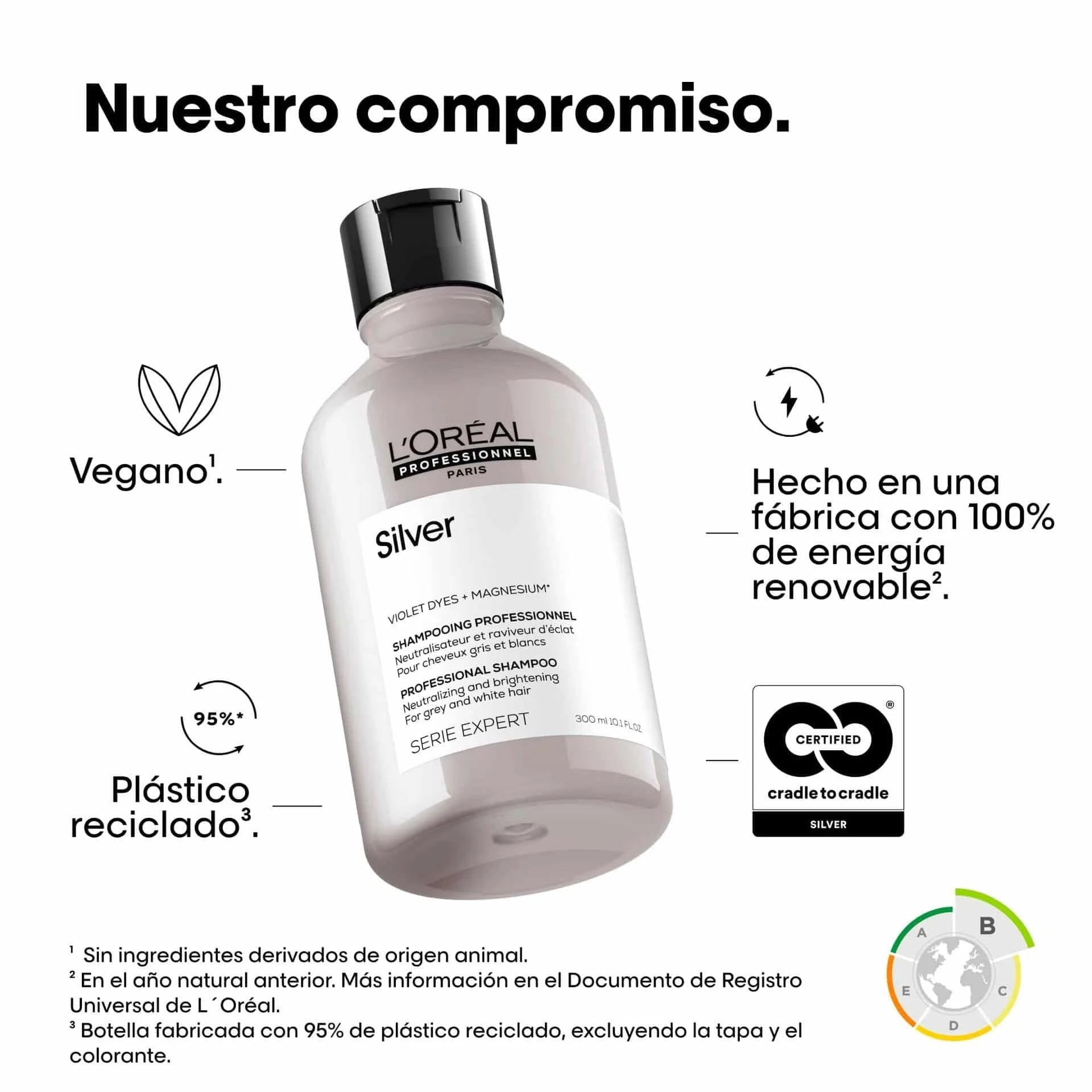 L'Oréal Professionnel Serie Expert Silver – Champú Matizador para Cabello Gris y Blanco